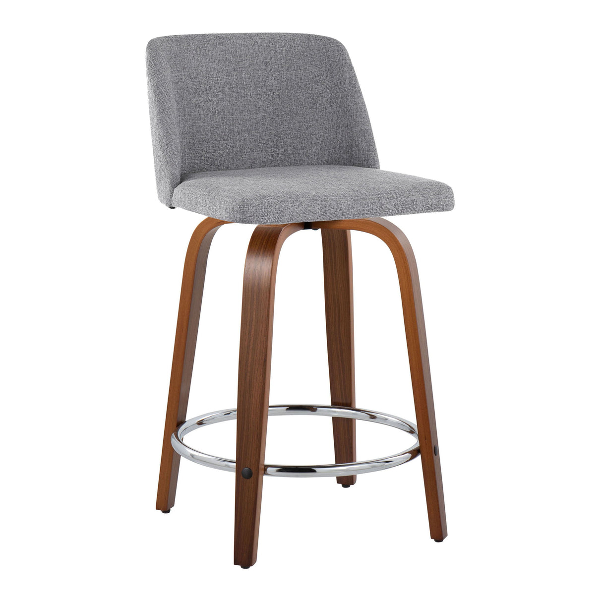 Toriano - Mid Century Modern Fixed Height Counter Stool With Swivel With Round Footrest (Set of 2) by Couch.com
