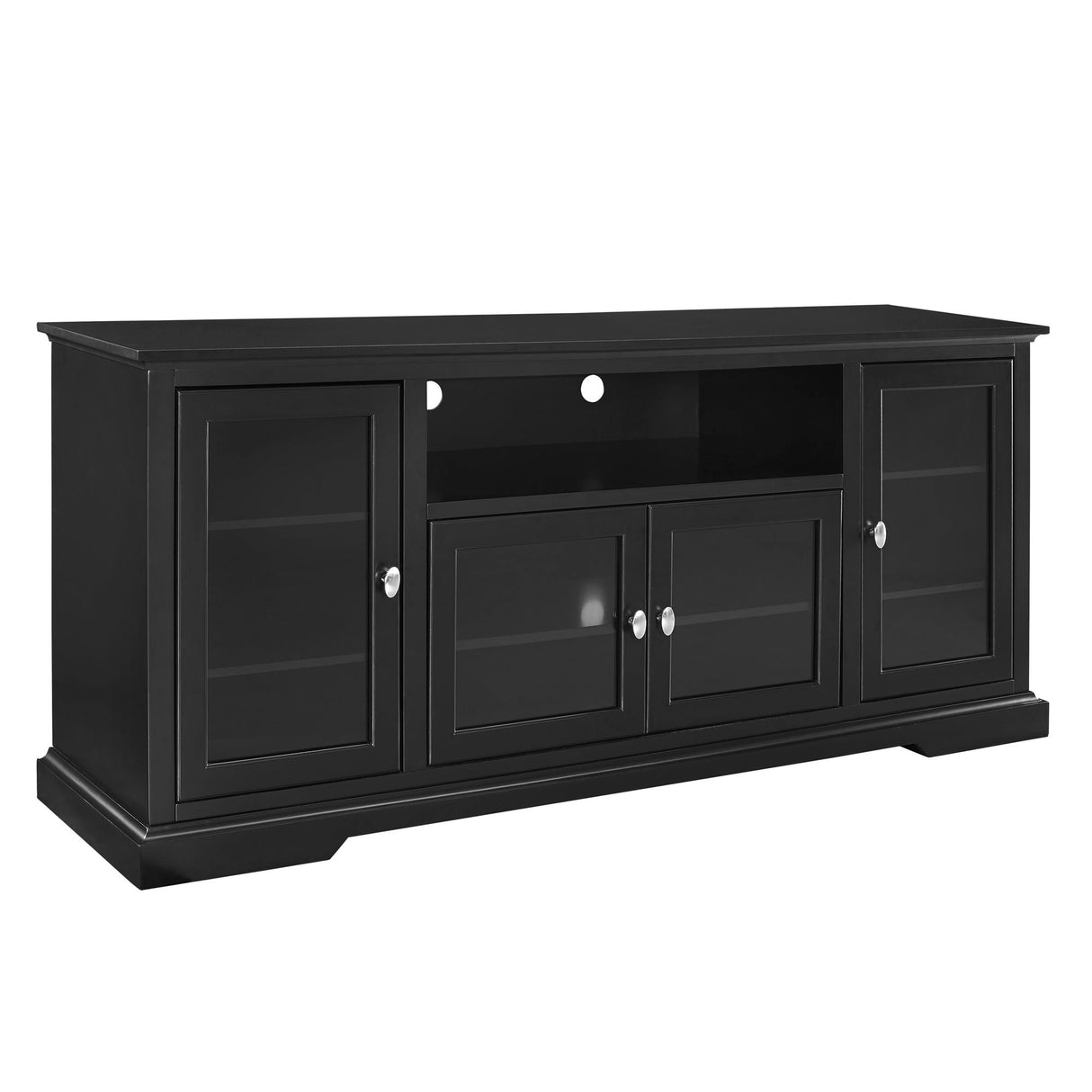 Transitional Classic 70" TV Stand For 80" TVs With 4 Glass Doors by Couch.com