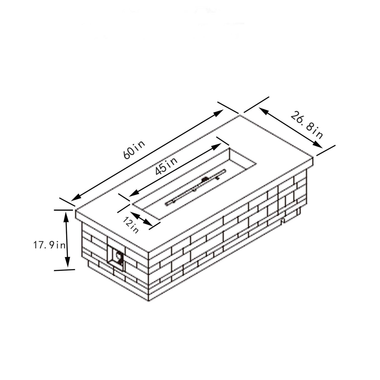 60" Propane Gas Fire Pit Table, 60000 Btu Rectangular Concrete Fire Pit For Outside Patio Deck Garden Backyard - Sandstone by Couch.com