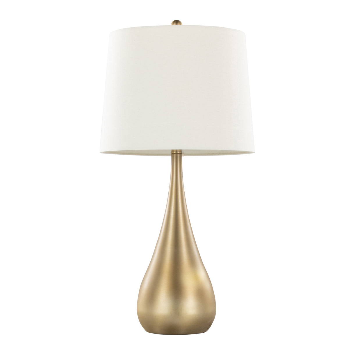 Pebble 29" Contemporary Metal Table Lamp Set in Gold with White Linen Shades - Set of 2