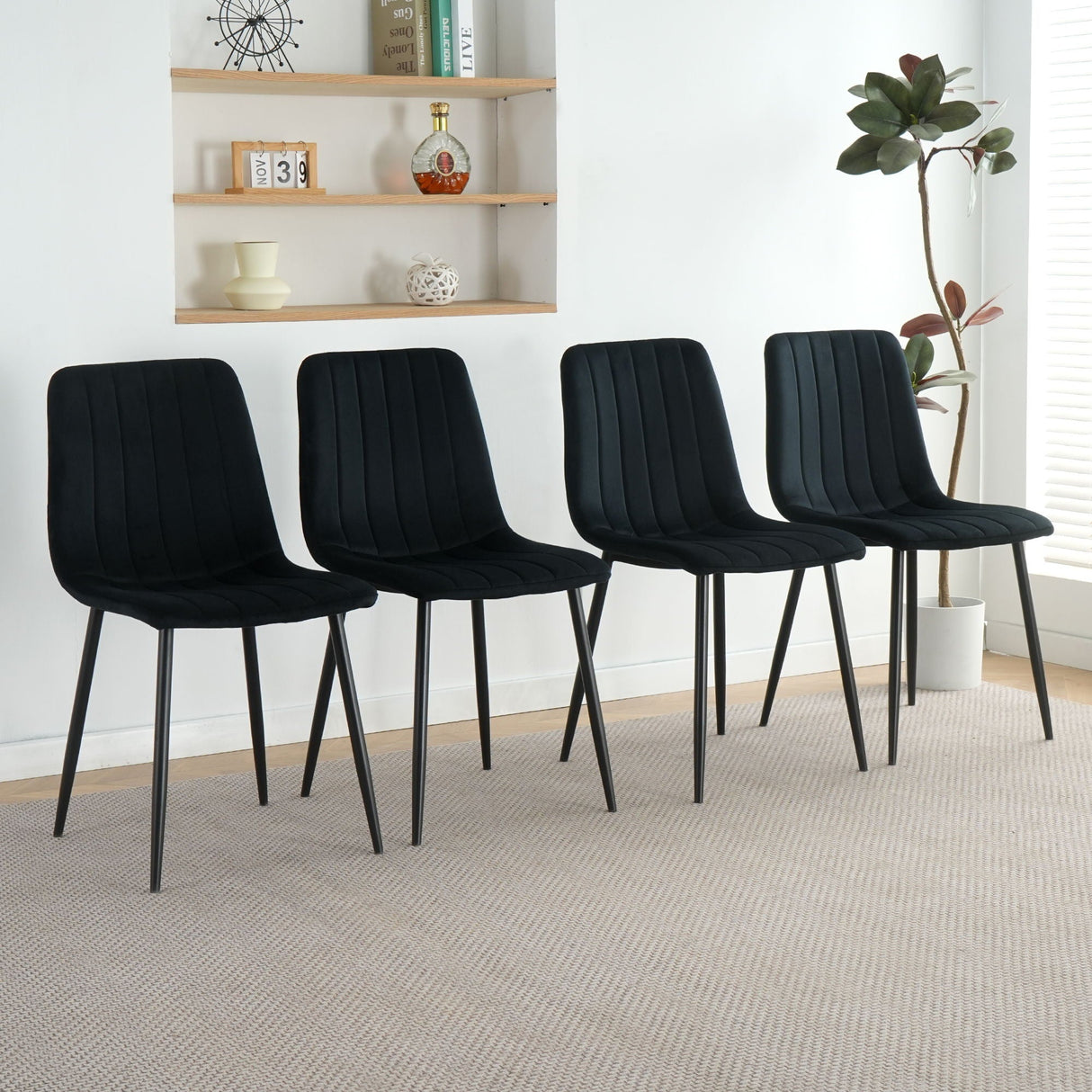 Dining Chair, Modern Kitchen Dining Chair With Cushion Back, Upholstered Side Chair With Coated Metal Legs, Family Kitchen Dining Room And Living Room (Set of 4 by Couch.com
