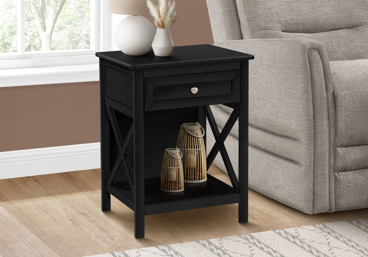 Accent End Table, 2 Tier, Storage Drawer, Transitional Style by Couch.com