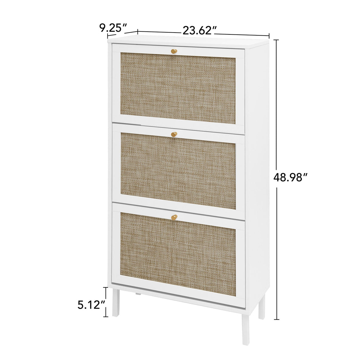 Modern Rattan 3 Door Shoe Rack Cabinet For Entryway by Couch.com