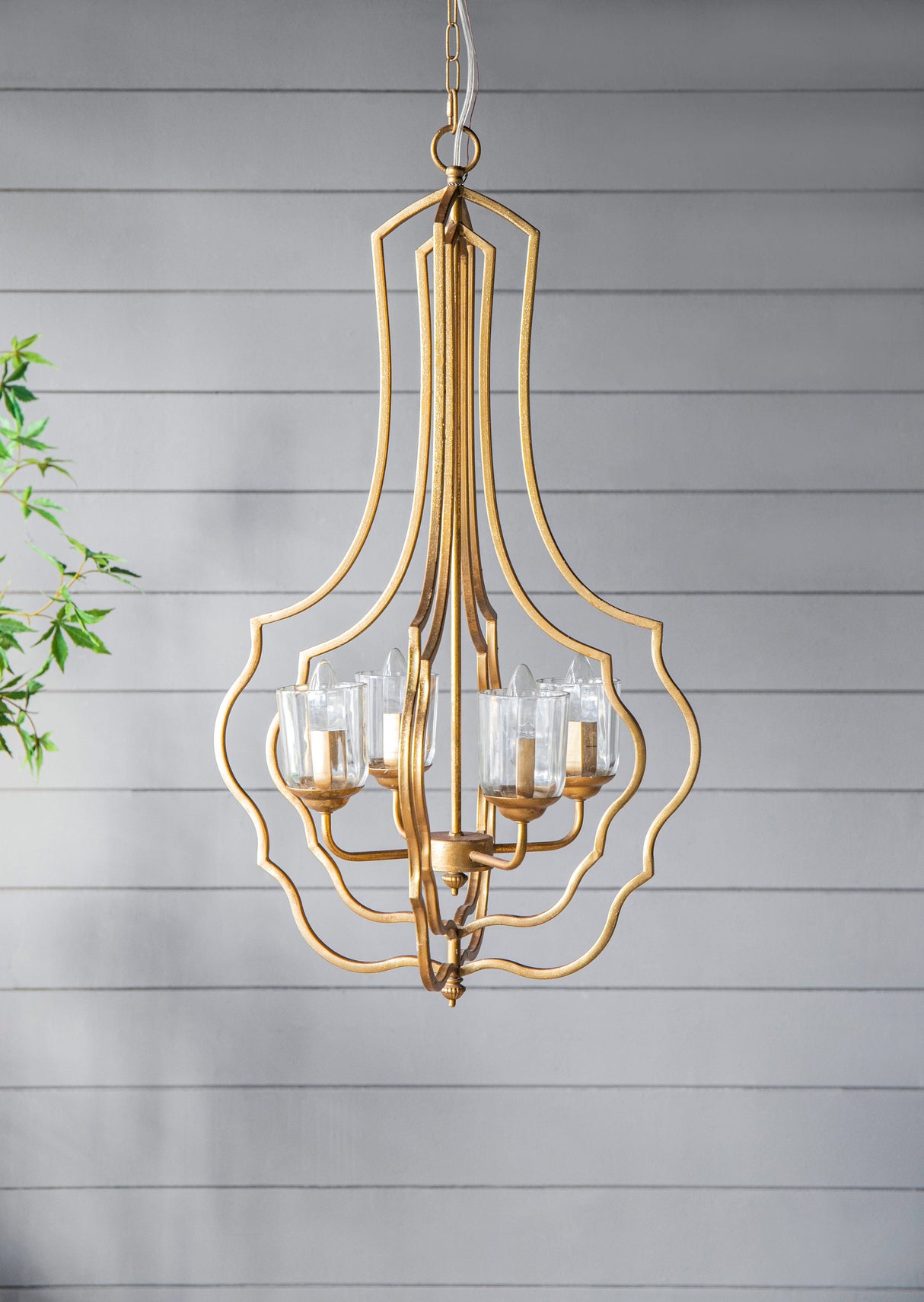 4 Light Metal Chandelier, Hanging Light Fixture With Adjustable Chain For Kitchen, Bulb Not Included - Gold by Couch.com