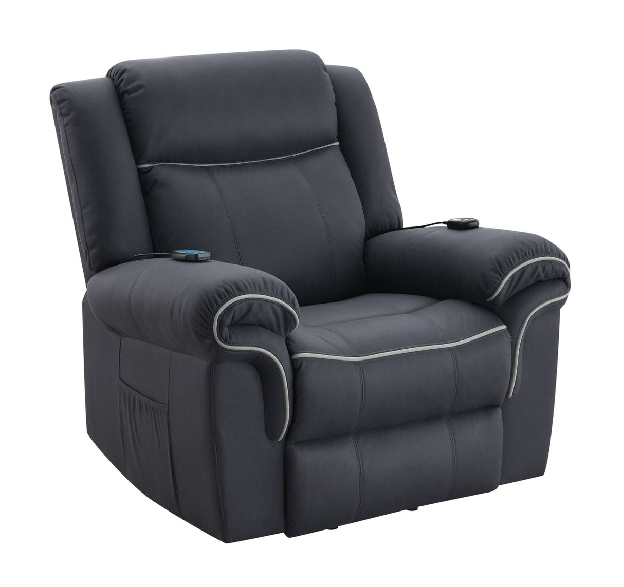 Domana - Polished Microfiber Power Nirion Recliner With Lift Heating Massage Chair - Dark Blue by Couch.com