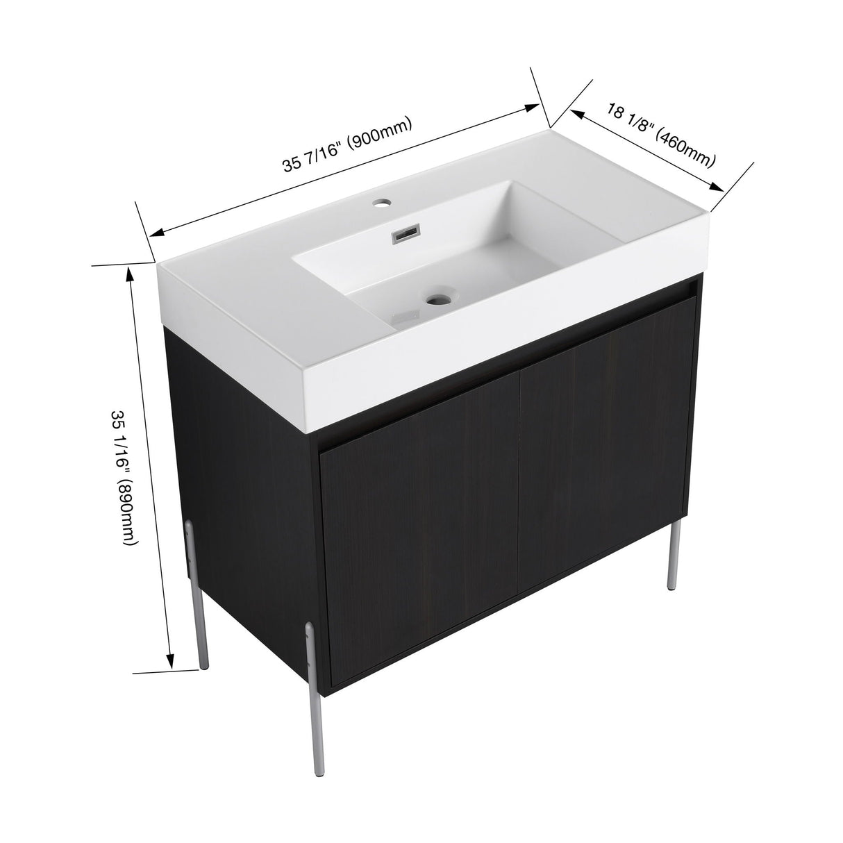 Freestanding Bathroom Vanity With Resin Sink And Storage Cabinet by Couch.com