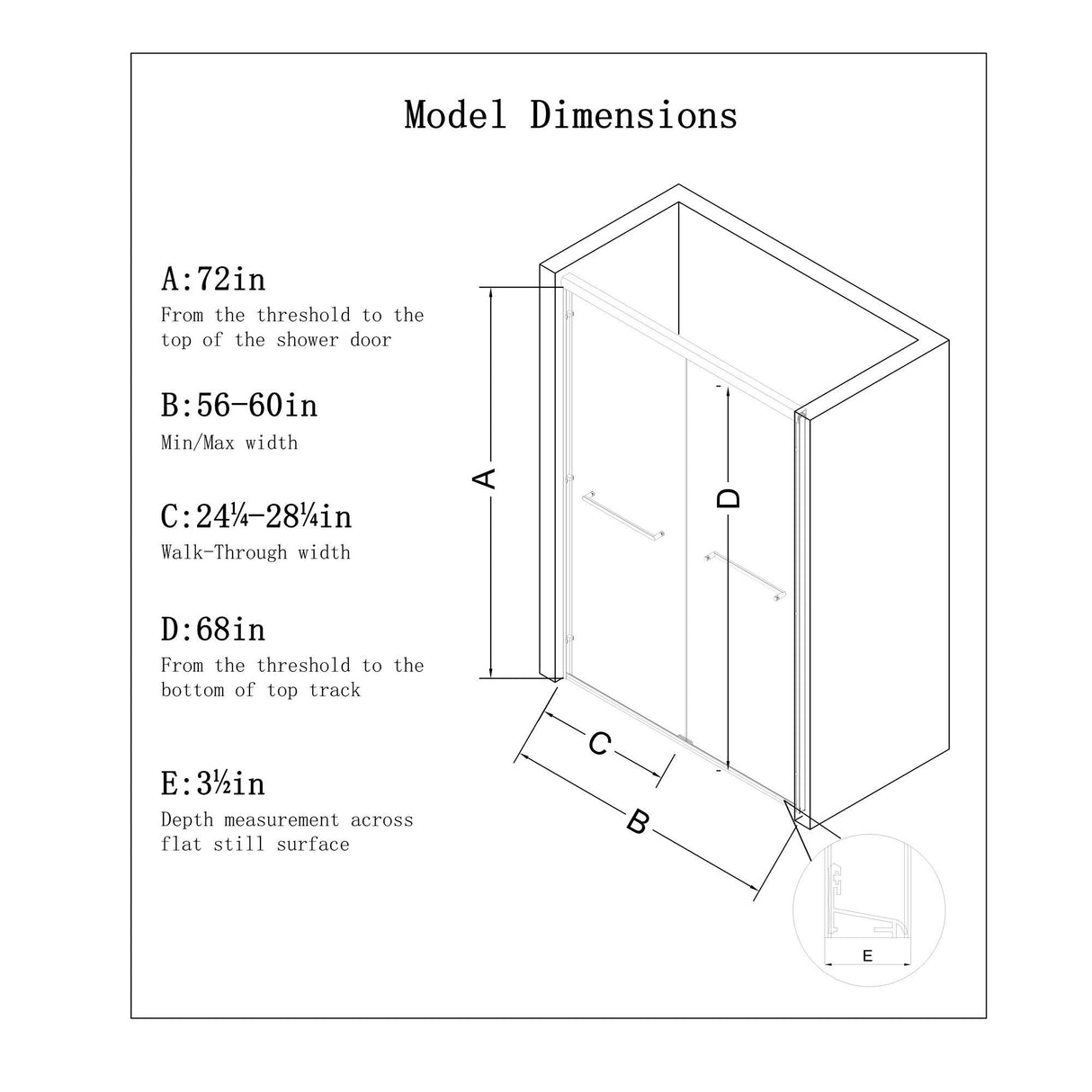 Aluminum Frame Double Double Soft Close Shower Door, Tempered Glass And Dual Stainless Steel Handles by Couch.com