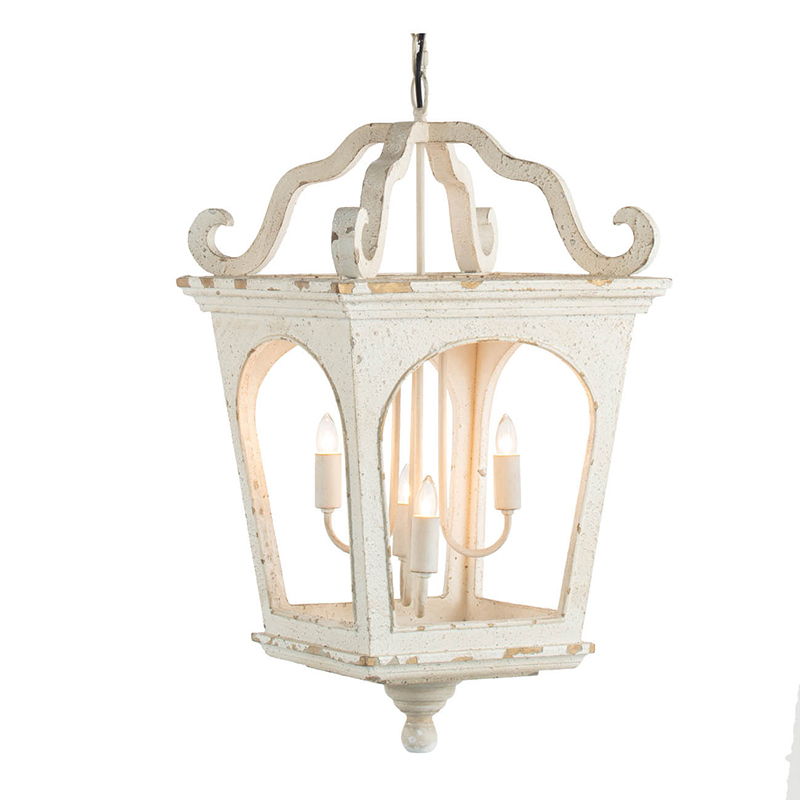 4 Light Wood Chandelier, Hanging Light Fixture With Adjustable Chain For Kitchen, Bulb Not Included - Cream White by Couch.com
