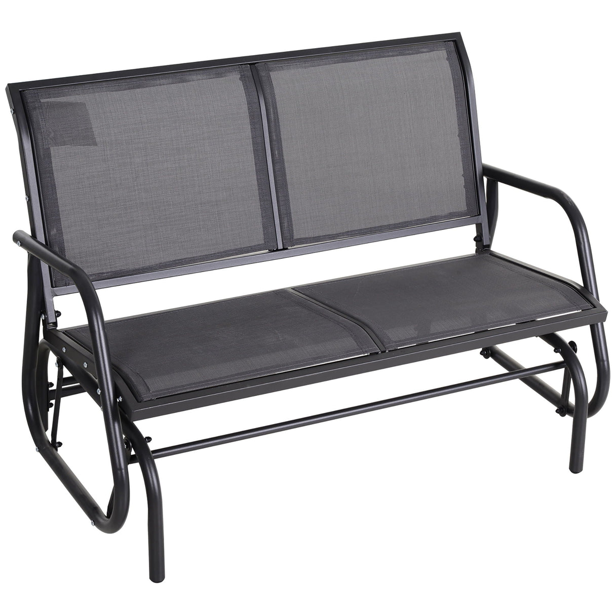 Outsunny - 2 Person Outdoor Glider Bench, Patio Double Swing Rocking Chair Loveseat With Powder Coated Steel Frame For Backyard Garden Porch - Gray by Couch.com