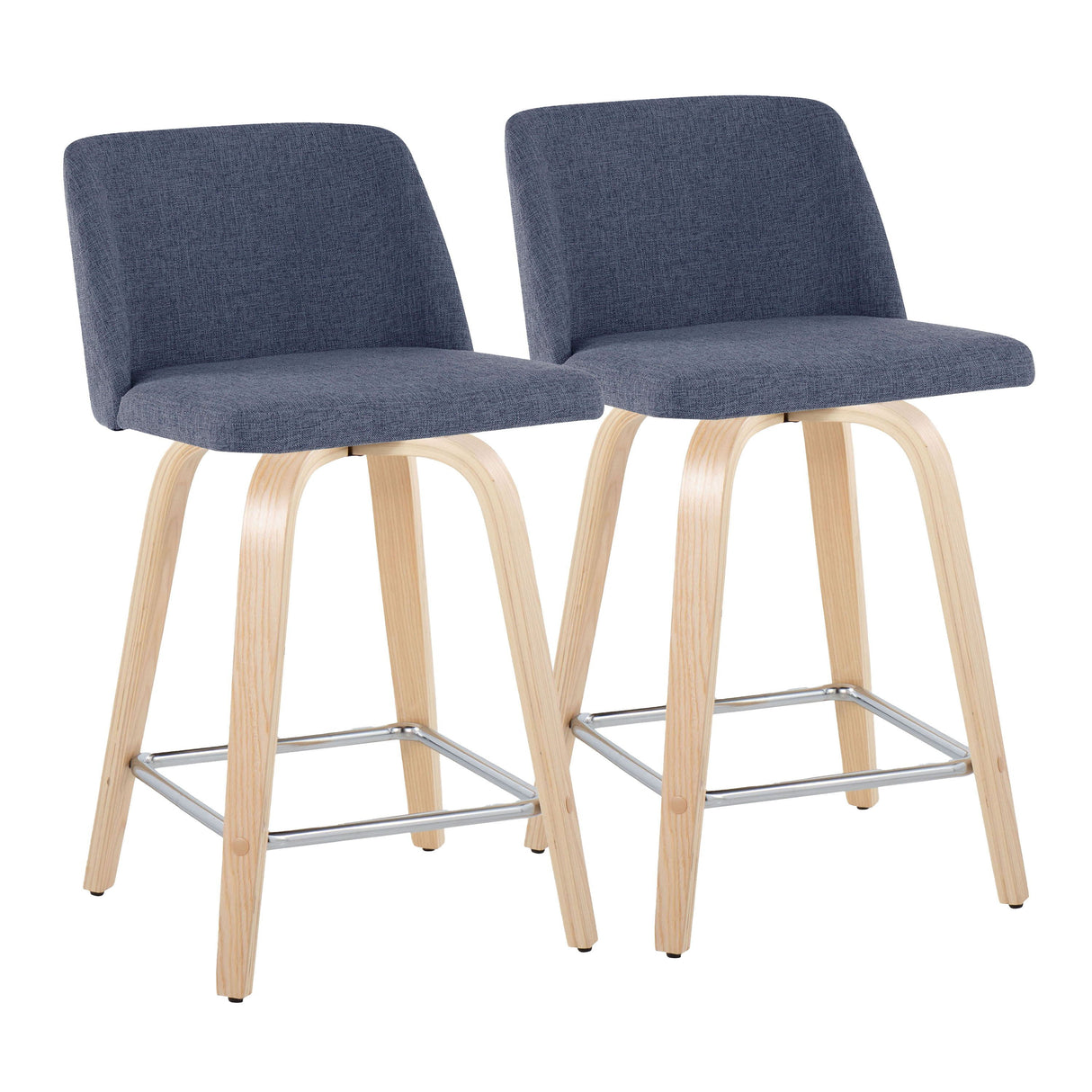 Toriano - Contemporary Fixed Height Counter Stool With Swivel With Square Footrest (Set of 2) by Couch.com