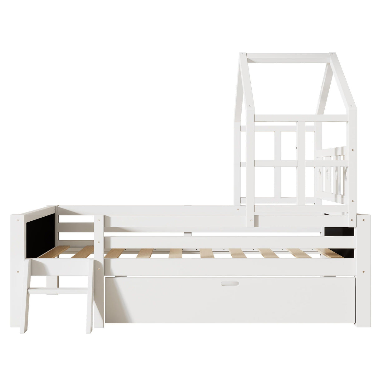House Bed With Ladder And Storage Drawers Platform With Blackboard, No Box Spring by Couch.com