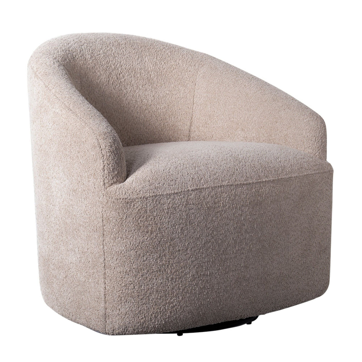 Modern Upholstered 360 Degree Swivel Chair Faux Fabric Solid Wood Frame - Beige by Couch.com