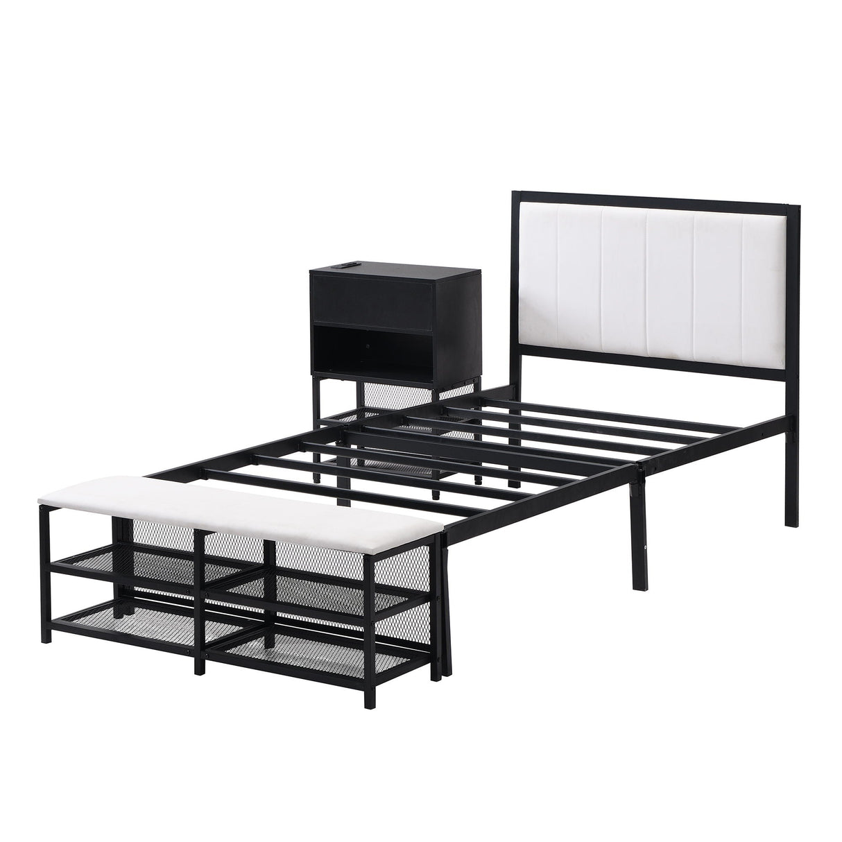 Platform Bed With 2 Tier Storage Shelves, Storage Cabinet by Couch.com