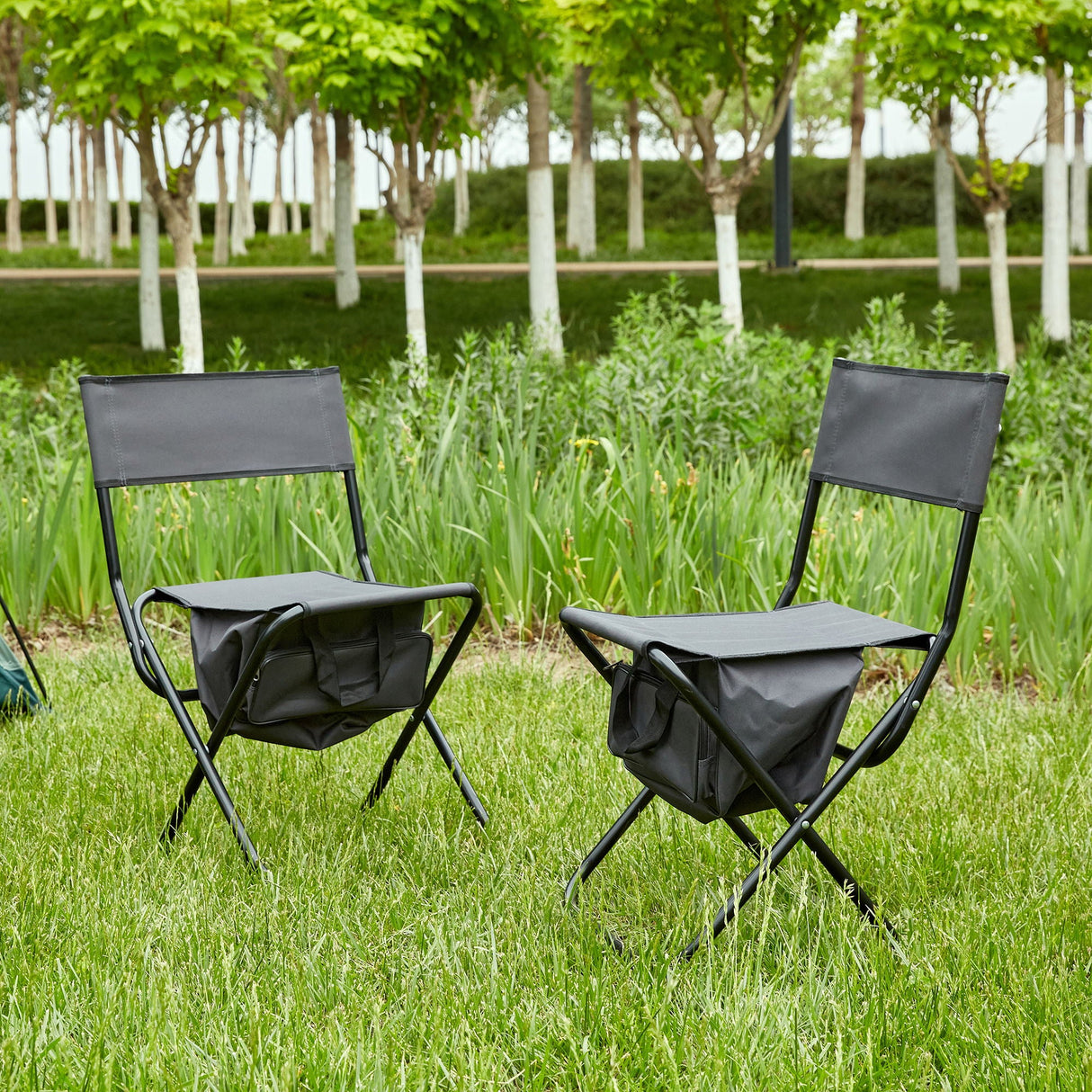 Folding Outdoor Chairs With Storage Bag, Portable Chair For Indoor, Outdoor Camping, Picnics And Fishing (Set of 2) by Couch.com