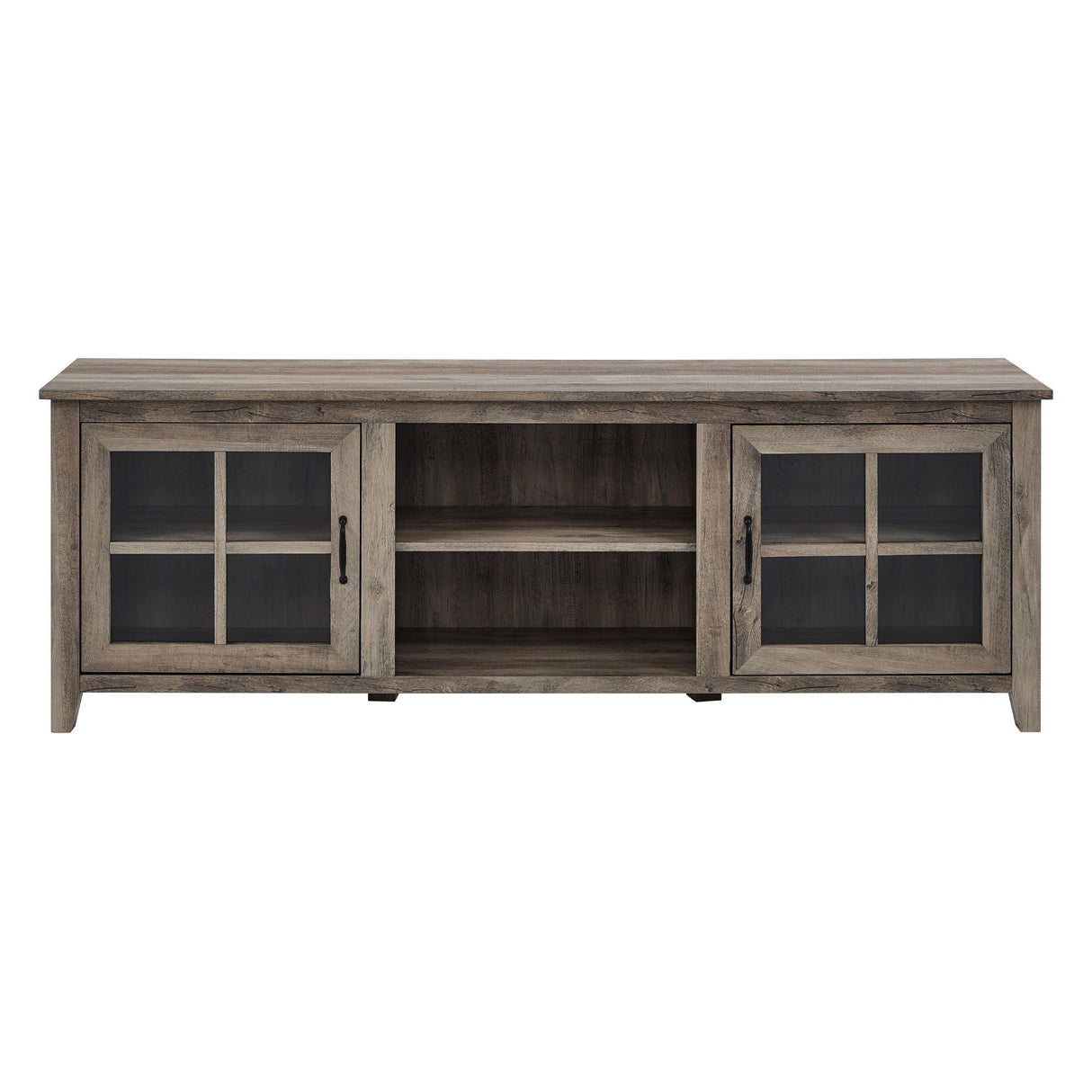 Modern Farmhouse 2 Door Glass Windowpane 70" TV Stand For 80" TVs by Couch.com