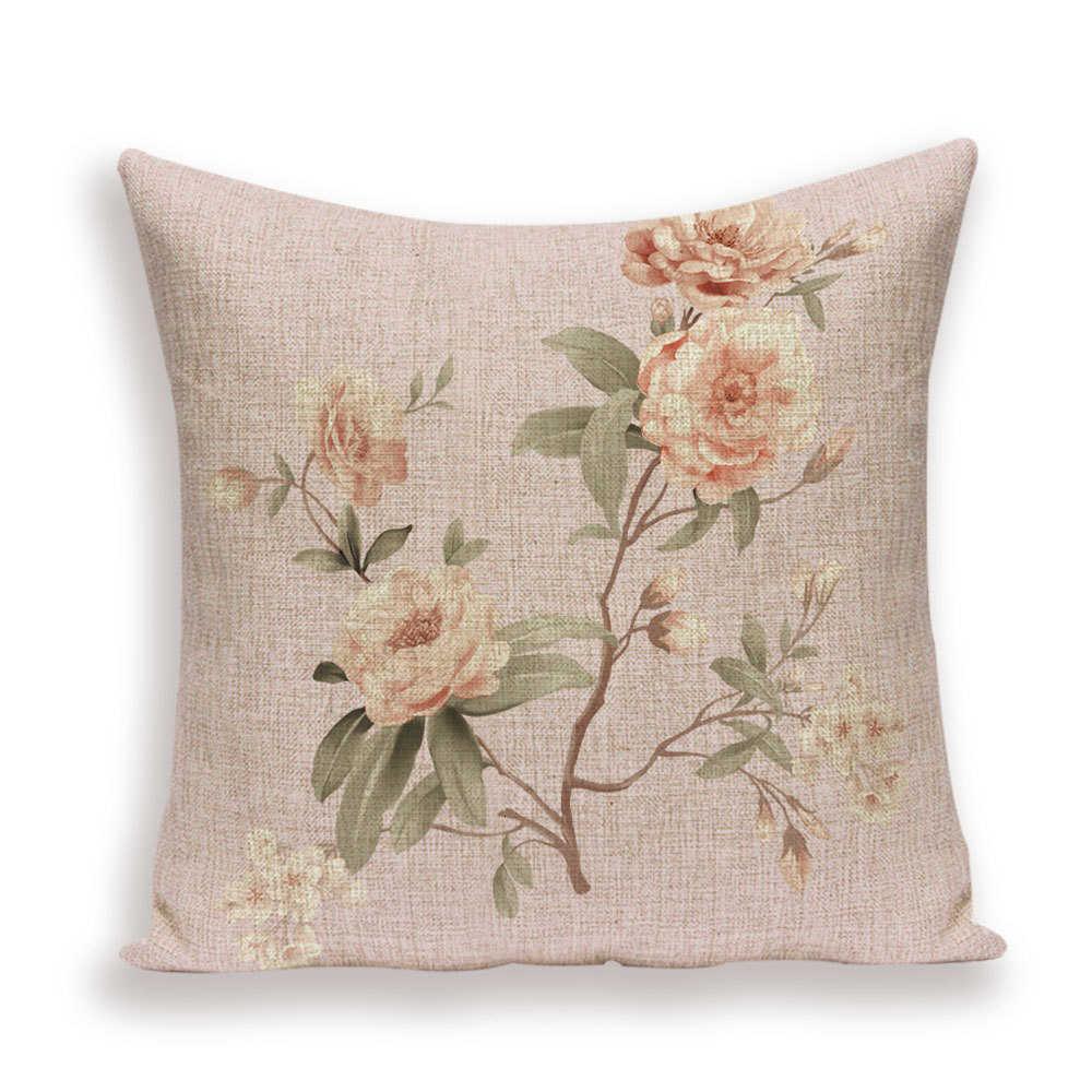 Decorative Plant Flower Throw Pillow Cover Soft Linen Cushion Cover For Living Room Couch Sofa Patio Outdoor Home Decor Decorative Plant Flower Throw Pillow Covers For Couch Sofa Bed Modern Quality Design Cushion Cover 45x45cm