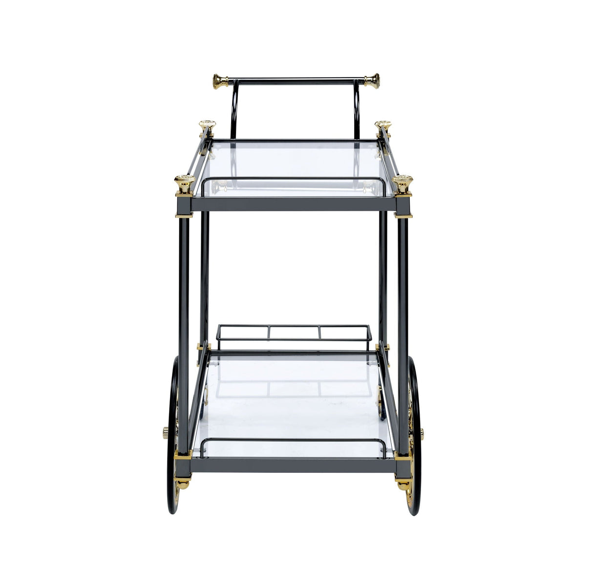 Cyrus - Clear Glass Serving Cart - Black / Gold by Couch.com