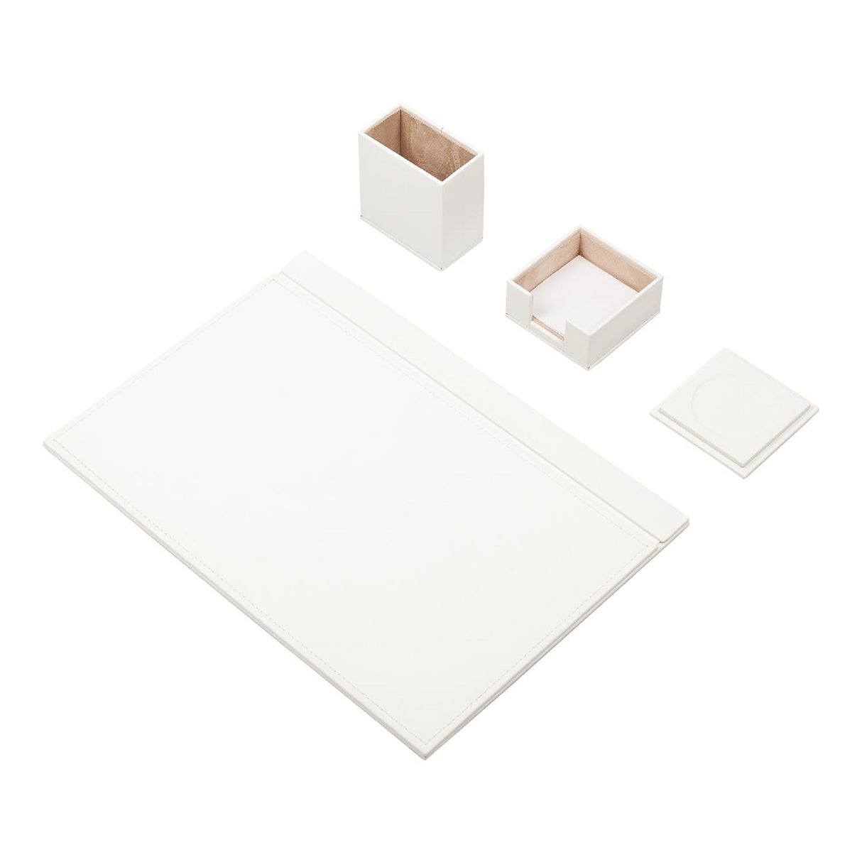 MOOG Leather Desk Set-4 Accessories- Gray - 4 PCS