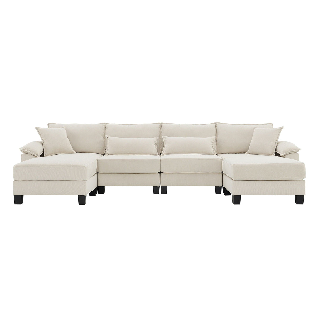 Corduroy Modular Sectional Sofa, U Shaped Couch With Armrest Bags, 6 Seat Freely Combinable Sofa Bed, Comfortable And Spacious Indoor Furniture For Living Room by Couch.com