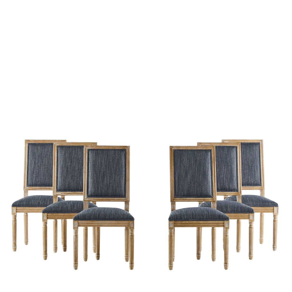 French Country Style Dining Chair with Upholstered Seating and Fluted Legs
