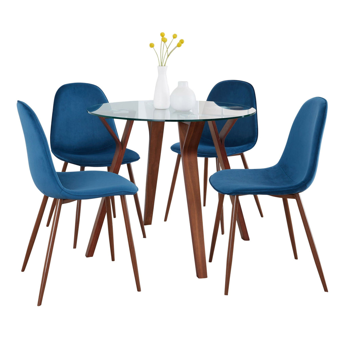 Folia - 5 Piece Round Pebble Mid Century Modern Dining Set by Couch.com