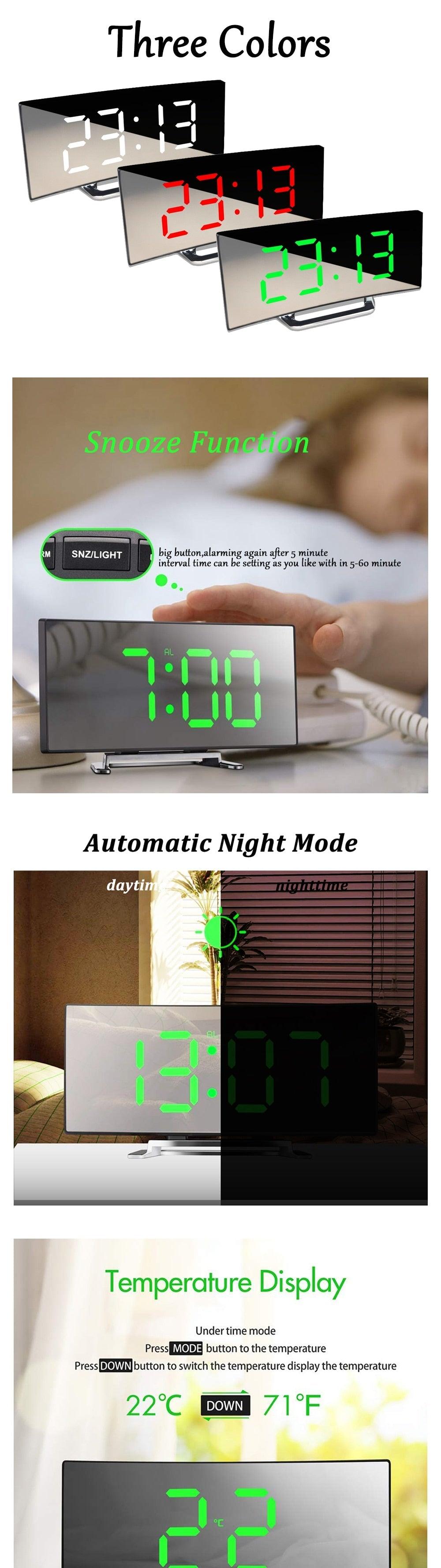 Digital Alarm Clock Alarm Clocks Adjustable Volume Alarm Clock for Bedroom Electronic 7 Inch Number Desktop Alarm Clocks For Kids Bedroom LED Screen for Kids Bedroom Temperature Snooze Function Desk Table Clock LED Clock Electronic Watch Table