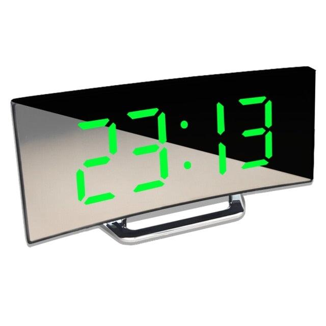 Digital Alarm Clock Desk Table Clock 3 Alarm Sounds Adjustable Volume Easy Digital Alarm Clock for Kids and Adults Compact Desk & Shelf Clocks for Bedroom Curved LED Screen Alarm Clocks For Kid Bedroom Temperature Snooze Function Home Decor Watch