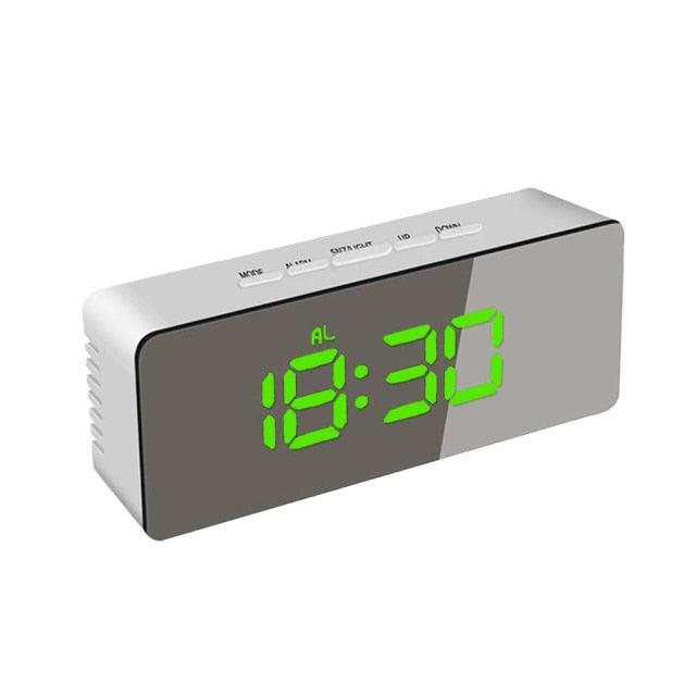 Digital Alarm Clock Desk Table Clock 3 Alarm Sounds Adjustable Volume Easy Digital Alarm Clock for Kids and Adults Compact Desk & Shelf Clocks for Bedroom Curved LED Screen Alarm Clocks For Kid Bedroom Temperature Snooze Function Home Decor Watch