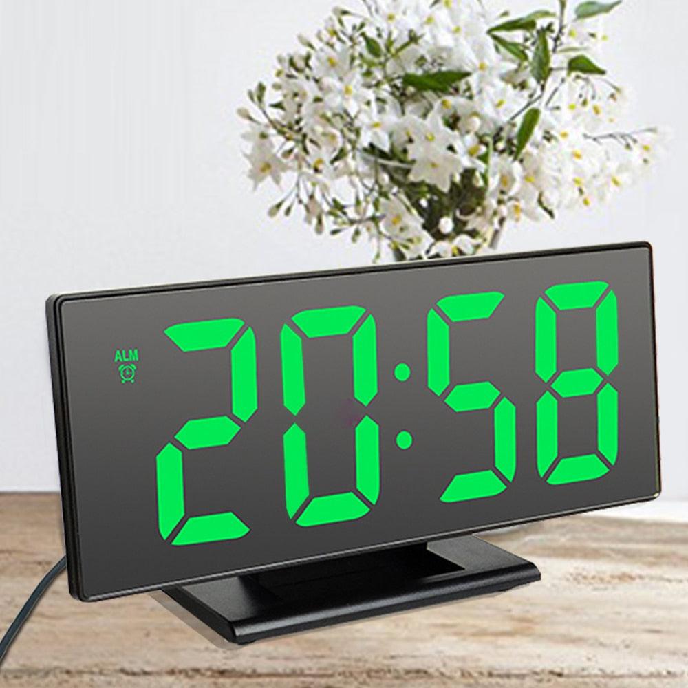Digital Alarm Clock LED Digital Display Dual Alarm with USB Charger Port 0-100 Dimmer for Seniors Simple Bedside Big Number Alarm Clocks for Bedrooms LED Mirror Electronic Alarm Clocks Large LCD Display Digital Table Clock with Calendar Temperature