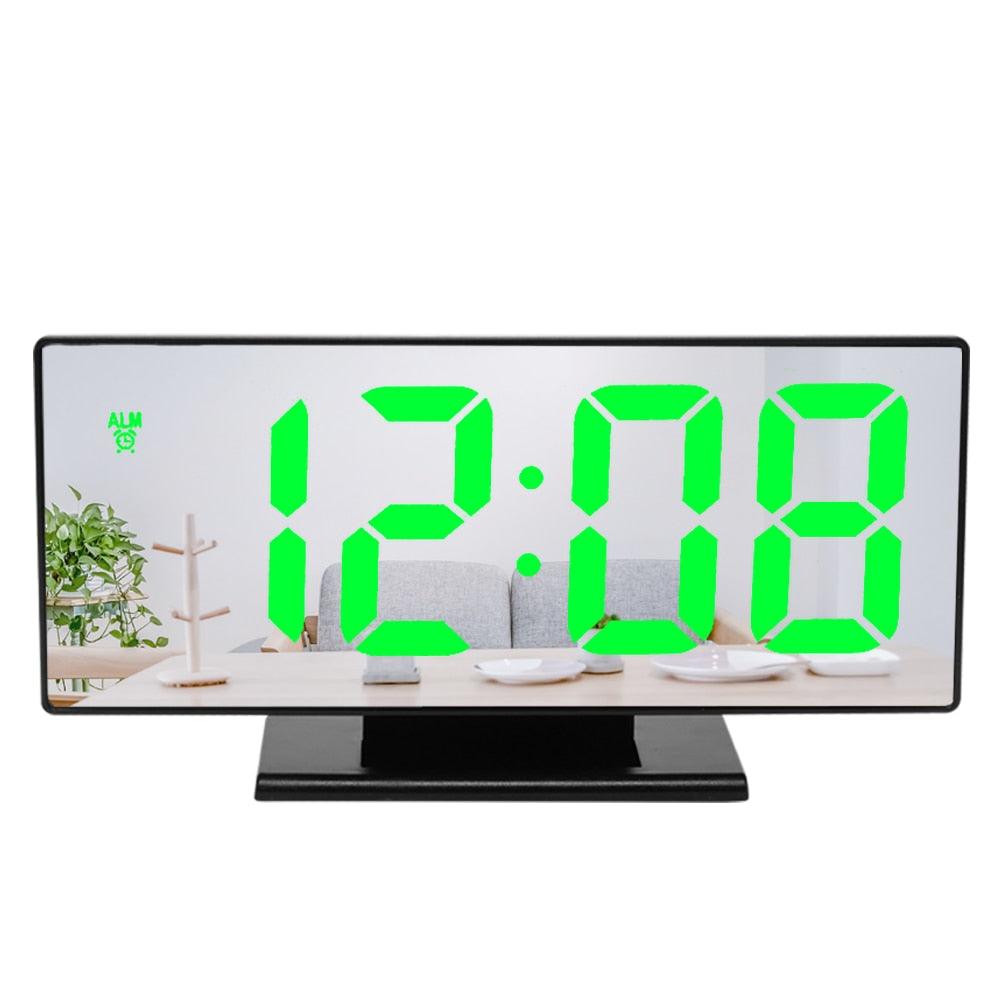 Digital Alarm Clock LED Digital Display Dual Alarm with USB Charger Port 0-100 Dimmer for Seniors Simple Bedside Big Number Alarm Clocks for Bedrooms LED Mirror Electronic Alarm Clocks Large LCD Display Digital Table Clock with Calendar Temperature