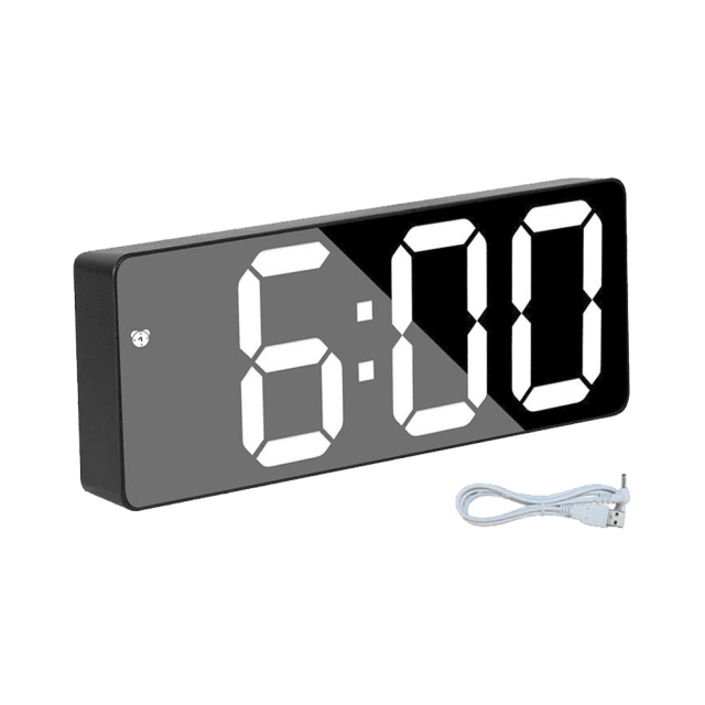 Digital Alarm Clock LED Digital Display Dual Alarm with USB Charger Port 0-100 Dimmer for Seniors Simple Bedside Big Number Alarm Clocks for Bedrooms LED Mirror Electronic Alarm Clocks Large LCD Display Digital Table Clock with Calendar Temperature