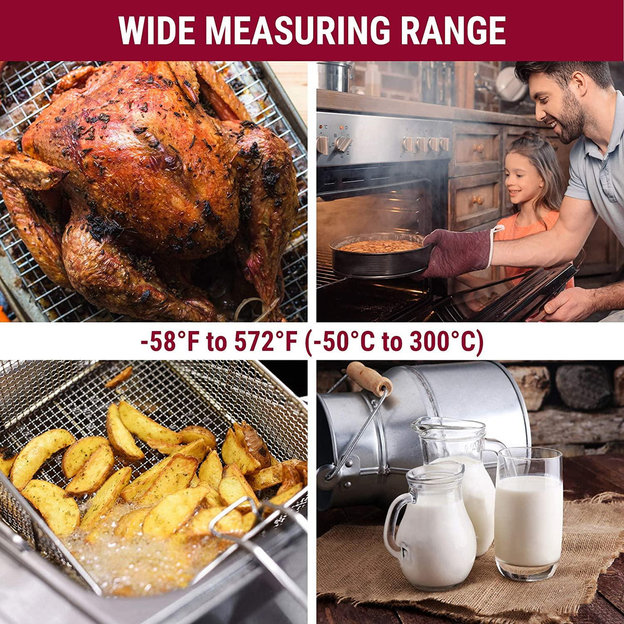 Digital Read Meat Thermometer Best Waterproof Thermometer for Kitchen Cooking Food BBQ Grill And Oil Deep Fry Candy Kitchen Cooking Food Thermometer With Backlight Magnet For Deep Fry Grill Smoker Thermometer