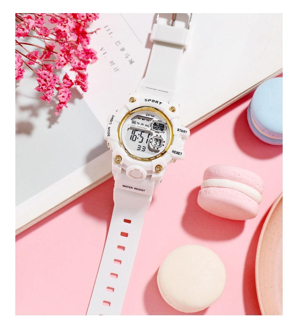 Digital Watches For Women School Girl Student Transparent Color Water Resistent Silicone Strap Stopwatch Alarm Countdown Dual Time Ultra Super Wide-Angle Display Digital Wrist Watches For Men Women