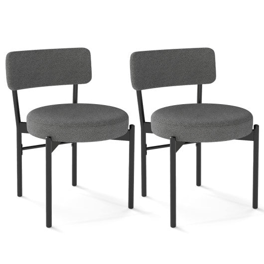 Dining Chair Set of 2 with Curved Backrest and Padded Seat-Gray
