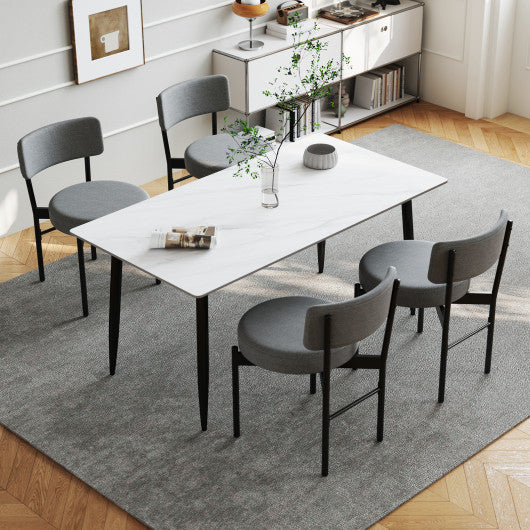 Dining Chair Set of 2 with Curved Backrest and Padded Seat-Gray