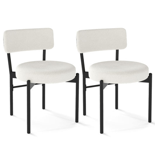 Dining Chair Set of 2 with Curved Backrest and Padded Seat-White