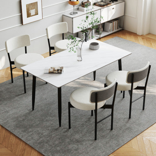 Dining Chair Set of 2 with Curved Backrest and Padded Seat-White