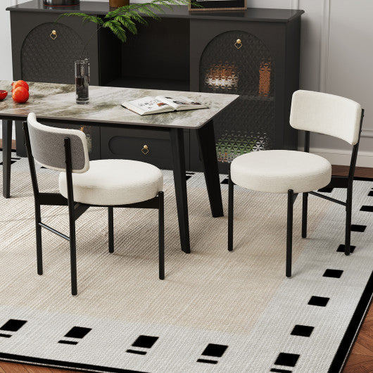 Dining Chair Set of 2 with Curved Backrest and Padded Seat-White