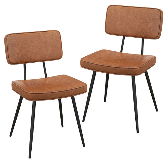 Dining Chair Set of 2 with Padded Backrest and Seat-Brown