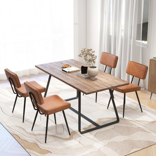 Dining Chair Set of 2 with Padded Backrest and Seat-Brown