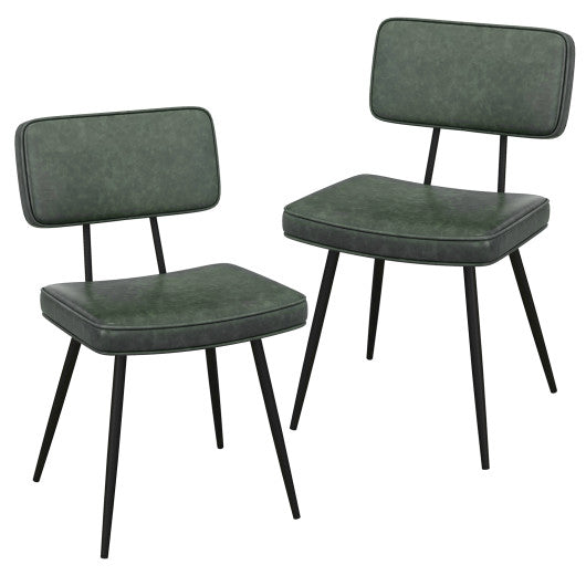 Dining Chair Set of 2 with Padded Backrest and Seat-Dark Green