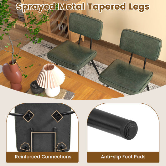 Dining Chair Set of 2 with Padded Backrest and Seat-Dark Green