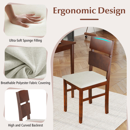 5-Piece Dining Table Set with High Curved Back for 4 People-Walnut