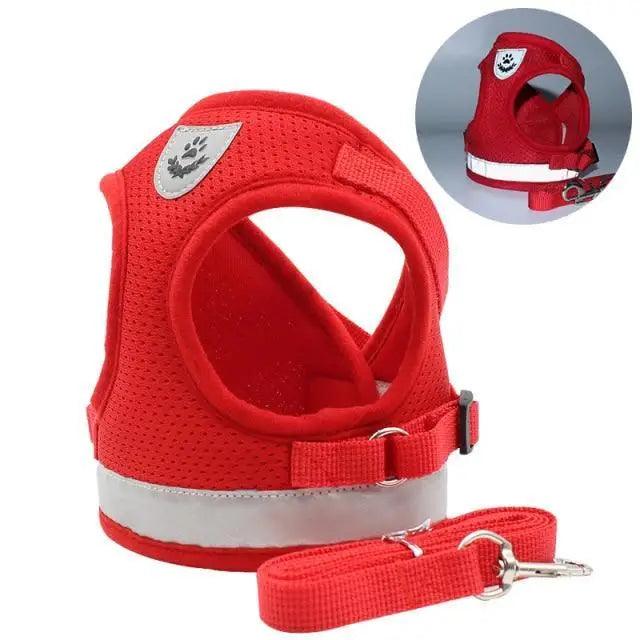 Dog Harness and Leash Set For Small Medium Dogs Nylon Mesh Puppy Cat Harnesses Vest Reflective Walking Lead Leash Puppy Harness and Leash No Pull Adjustable Reflective Harness with Soft Mesh for Puppies and Small Dogs