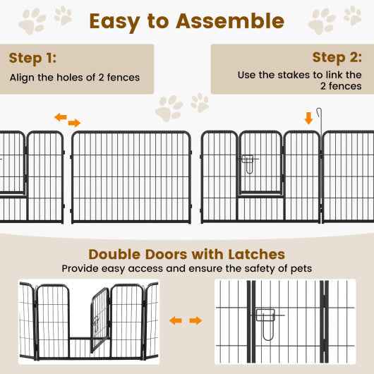 16 Panel 24/32/40 Inches Height Dog Playpen with Lock and Large Door-24 inches