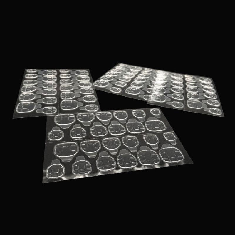Double Sided False Nail Art Adhesive Tape Glue Sticker Tips Fake Nail Acrylic Manicure Gel Makeup Tool Self Adhesive Nail Glue Sticker for False Nail Tips Waterproof Breathable Jelly Gel Nail Tape Glue Stickers for False Nails Tips