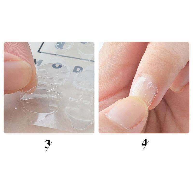 Double Sided False Nail Art Adhesive Tape Glue Sticker Tips Fake Nail Acrylic Manicure Gel Makeup Tool Self Adhesive Nail Glue Sticker for False Nail Tips Waterproof Breathable Jelly Gel Nail Tape Glue Stickers for False Nails Tips