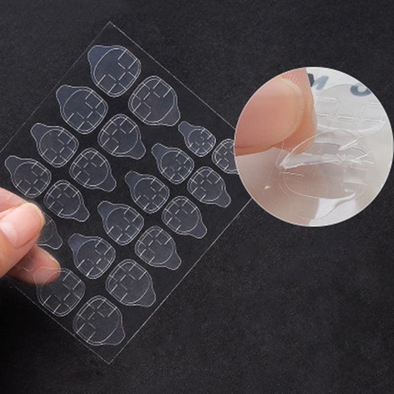 Double Sided False Nail Art Adhesive Tape Glue Sticker Tips Fake Nail Acrylic Manicure Gel Makeup Tool Self Adhesive Nail Glue Sticker for False Nail Tips Waterproof Breathable Jelly Gel Nail Tape Glue Stickers for False Nails Tips