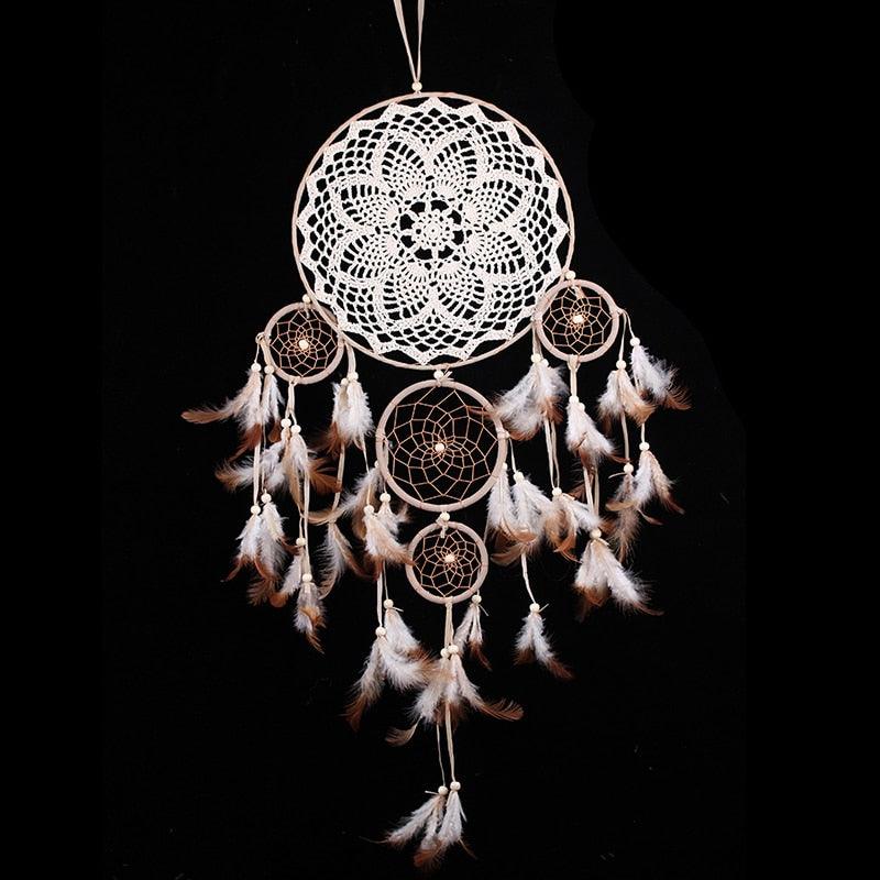 Dream Catcher Five-ring Wind Chime Ornaments Creative Indian Dream Catcher Bedroom Living Room Decoration Wall Hanging Home Ornaments Decoration Craft Gift
