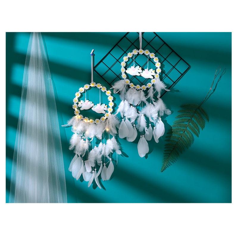 Dream Catcher Led Handmade Dream-catcher Traditional Feather Hanging Home Wall Decoration Night Dream Catchers Decor Ornament Wall Hanging Wind Chimes For Home Room Decoration